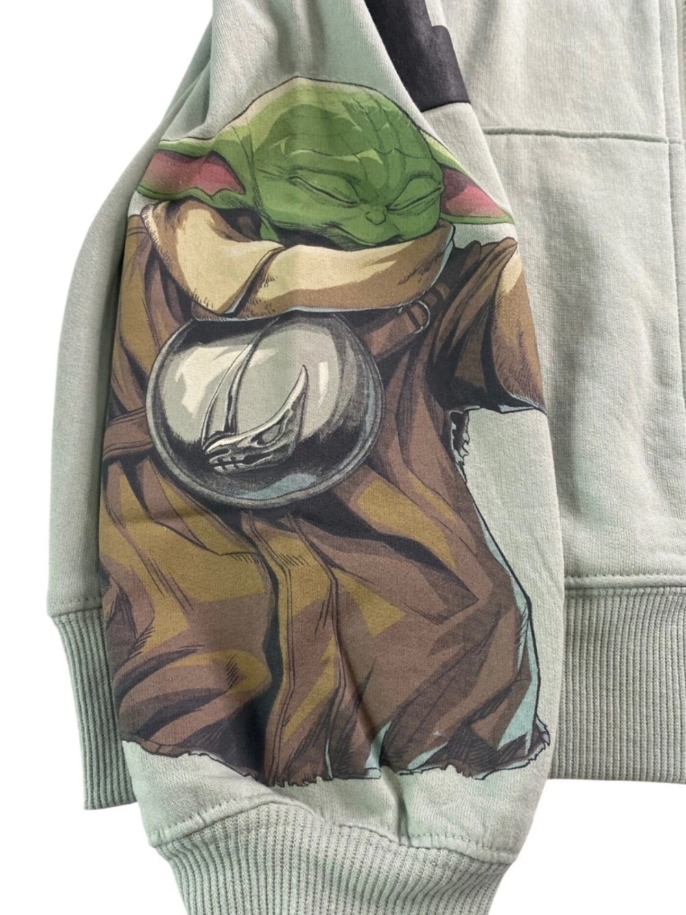 BRAND NEW Star Wars The Mandalorian Grogu Zip Up Hoodie Sage Green Baby Yoda - Picture 4 of 4